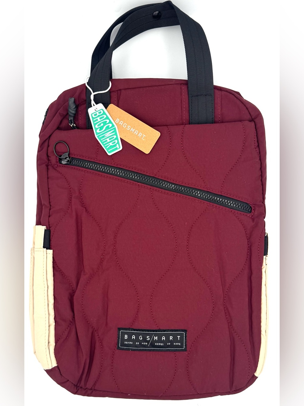 BAGSMART Paz 23L Travel Backpack burgundy Quilted Laptop Carry On Bag NWT